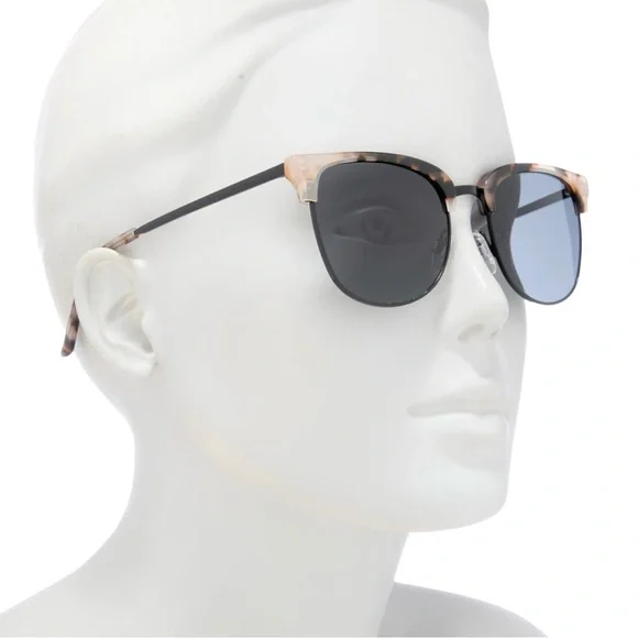 QUAY Evasive Sunglasses Milky Tortoise Black Half Rim Frame Smoke Lens Unisex Quay Australia Wired Oversized Square Sunglasses Milky  main image 3